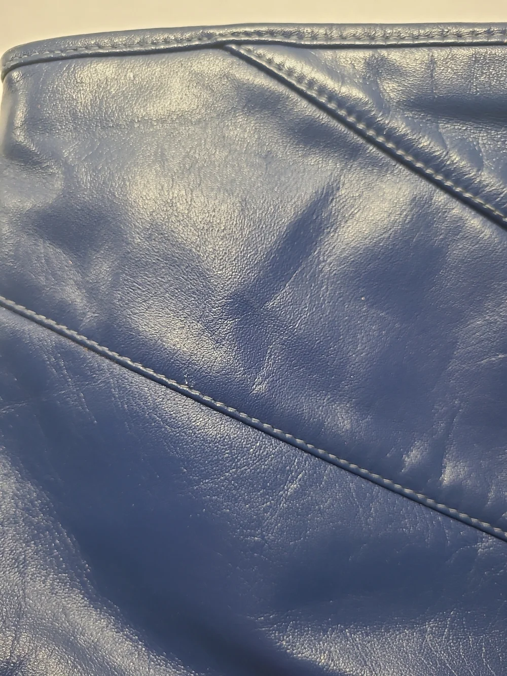 VTG 90's Contessa Dark Royal Blue Leather Clutch, Zippered